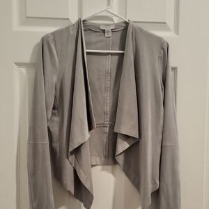Gray Draped Open Front Jacket
